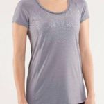 Lululemon  Heathered Fossil Cut Out Lace Run Wild Short Sleeve Tech Top 4 Photo 4