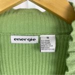 Energie  Vintage Y2K Ramie Medium Ribbed Ruffle Cardigan Lime Green Boho Retro Photo 3