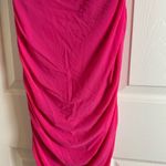 Women's Off The Shoulder Dresses Ruched Fitted Midi Bodycon Dress size large Pink Photo 9