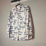 Charter Club  Button Up Shirt Linen Cotton White Sailboats Nautical Size XL Photo 3