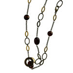 Boho Lariat Y Necklace Dark Bead Oval Links Long Statement Jewelry 19" Accessory Photo 4