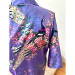 Vintage Purple Satin Peacock & Pink Lotus Open Kimono Robe Size undefined Photo 2