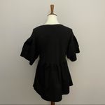 Bobeau Top Shirt Tunic Ruffle Bell Sleeve Crocheted Peasant Romantic Black Photo 6