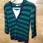 Cato Small Blue/Green/White 3/4 Sleeve Top with hood Photo 2