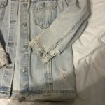 Distressed Light Wash Jean Jacket Blue Size M Photo 3