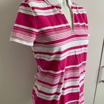 Tommy Hilfiger medium v-neck pink/magenta striped polo shirt Photo 3