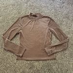 Lulus lilac purple velvet striped long sleeve mock neck top size L Photo 5