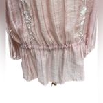 NICK & MO Embroidered Pink Blush Sheer Drop Waist Peasant Blouse Size M Photo 4