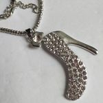 Silver High Heel Shoes Crystal Necklace Set Photo 2