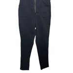 Free People  We The Free Selena Jumpsuit Small Black Denim Zip Short Sleeve Slim Photo 3