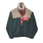 Rebecca Minkoff Colorblock Fleece Pullover Jacket XXS Teal Cream Pink Snap Neck Photo 3
