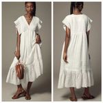 Anthropologie  Babydoll Dress V-Neck Ruffled Tiered Cottagecore Flounce Hem Small Photo 1