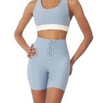 We Wore What  Lace Up Biker Short Solid Dusty Blue Size XSmall NWT Photo 0