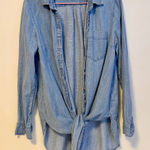 Gap  Maternity Cotton Collared Button Up Denim Chambray Tie Front Shirt Womens S Photo 0