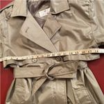 Worthington Essentials Womens 10P Olive Trench Coat Vintage Petite Raincoat Belt Tan Photo 3