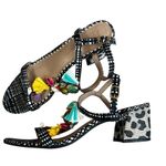 Betsey Johnson  Womens 9.5 Dynah Black White Embellished Printed Slingback Heels Photo 2