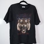 ANINE BING  Tiger Animal Print Pattern Graphic Short Sleeve Cotton Tee Shirt L Photo 0