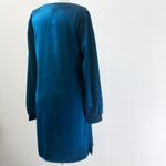 Versona Teal Blue Silky Chic Long-Sleeve Party Formal Midi Dress Small Photo 5