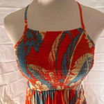 Free People Red and Blue Smocked Maxi Sundress Photo 2