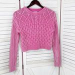 Aeropostale Cropped Cable Knit Sweater Distressed Pink XS Photo 6