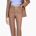 Wilfred ARITZIA  The Melina High Waisted Vegan Leather Pants Taupe Size 8 Tall Photo 0