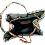 Double Fish 90s Leather Geometric Beige Green Silver Drawstring Shoulder Bag Photo 14