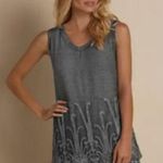 Soft Surroundings Gray Silk Crochet Sequin Flowy Sleeveless Tunic Blouse Size XS Photo 0
