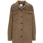 Sandro Paris Brodan Beaded Plaid Check Coat Wool Blend Button Front EU 38 US 6 Photo 2