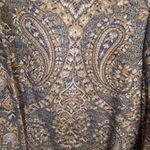 Chaus Tan/White/Blue Paisley Button Down Long Wool Blend Blazer Size 10‎ Tan Photo 1