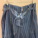 Seven7  Striped Tie Belt Waist Wide Leg Jeans Photo 2