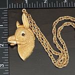 Vintage Unsigned Brushed Gold Llama Alpaca Pendant Necklace Photo 6