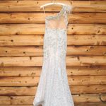 Mac Duggal  79264 Blue Embroidered Applique Feathered One Shoulder Trumpet Gown Photo 13