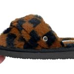 Minnetonka NEW  Esme Slippers Checkerboard Faux‎ Fur Open Toe Size 6 Photo 4