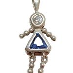 Sterling Silver 925  Birthstone Blue CZ September Baby Girl Pendant- CHIPPED Photo 1