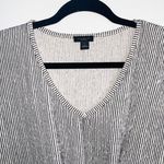 Ann Taylor Factory Cream & Black Striped Knit Hem Textured Top Photo 1