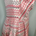 Eva Franco Fit & Flare Asymmetrical Cocktail Dress Pink Geometric Jaquard 6 Photo 4