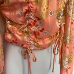 Madden NYC Corset Crop Womens Top Sz S Peach Milkmaid Y2K Coquette Fairy Floral Orange Photo 7
