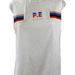 P.E Nation Women's White Striped Logo Sleeveless Athletic Muscle Tee Tank Top L Size L Photo 0