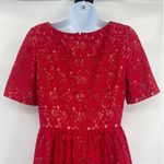 Adrianna Papell  Lace Fit Flare Dress Sz 8 Red Holiday Cocktail Christmas Party Photo 5