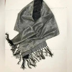 Women’s Reversible Wrap Silver‎ and Black with Fringe One Size Photo 3