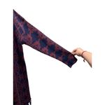 Caslon Y2K Southwestern Print Fringe Trim Cardigan Navy Blue Size L Mohair Wool Photo 8