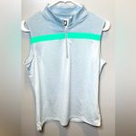 FootJoy  FJ Women's Lisle 1/4 Zip Sleeveless Shirt Top Gray White‎ Jade Size M Photo 2