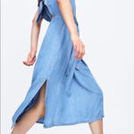 ZARA  M Blue Denim Dress with Open Back and Tie-up Detail Photo 2