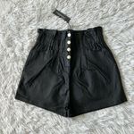 Chocolate USA Women’s paper bag faux leather shorts in black size Small Photo 1