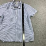 LL Bean Seersucker Shirt Women XL Popover Blue White Striped Short Sleeve Photo 4