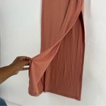 Haute Monde Blush Pink Stretch Ribbed Jersey Knit Side Slit Bodycon Maxi Dress Photo 6