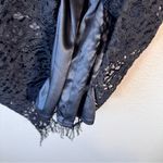 Bebe  Black Lace Sheath Mini Dress Womens XS Whimsigoth Formal LBD Fringe Classic Photo 6