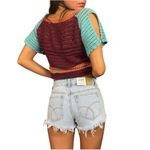 Vintage Y2K Crochet Top Moda International Victoria Secret Western Festival XS Blue Photo 3