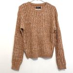 BLANKNYC Heather Ribbed Crewneck Sweater Tan Brown White Marled Winter Photo 1