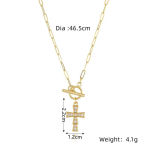 Boutique Diamond Cross Toggle Paperclip Necklace | 18k Gold Filled Photo 3